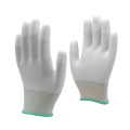 Allzwecke weiße Polyester Kohlefaser-Strick-Pu-Fingerbeschichtete Inspektion Antistatische Arbeit Handschuhe